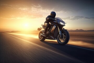 Fototapeta premium Motorbike Rider Racing Using Generative AI