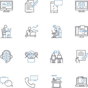 Process framework line icons collection. Methodology, Workflow, Model, Design, Structure, System, Strategy vector and linear illustration. Plan,Blueprint,Approach outline signs set
