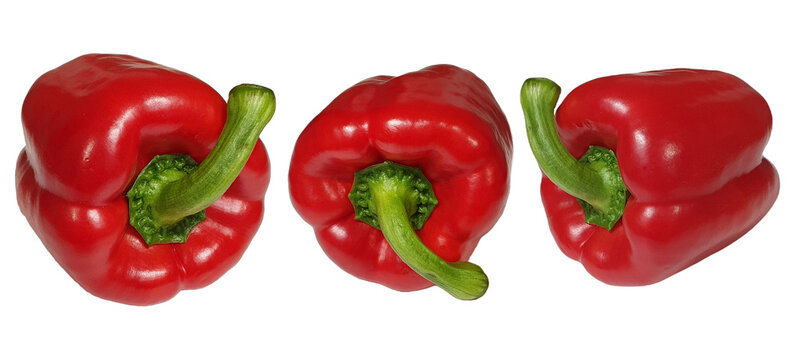 Red Color Paprika Isolated on a White Background