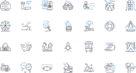 Adventure line icons collection. Brave, Quest, Journey, Expedition, Challenge, Discovery, Exploration vector and linear illustration. Adrenaline,Risk-taking,Excitement outline signs set