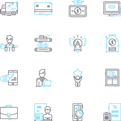 Asset management linear icons set. Investment, Portfolio, Diversification, Securities, Financial, Risk, Analysis line vector and concept signs. Returns,Management,Hedge outline illustrations