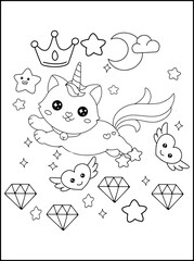 Caticorn Coloring pages For Kids