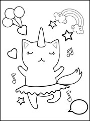 Caticorn Coloring pages For Kids