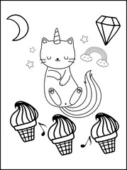 Caticorn Coloring pages For Kids