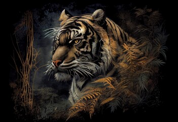 Malaysian tiger, malaysian style art. Generative AI