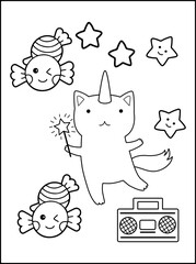 Caticorn Coloring pages For Kids