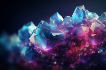 abstract blue and purple crystal background, colored crystals. generative ai