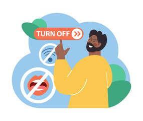 Retreat practice for body and mind wellness. Male character taking