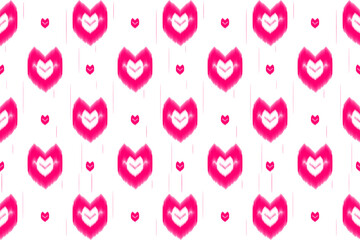 Abstract Heart Ikat Patterns Seamless pattern on pink background. Ethnic Aztec geometric art ornament print style. Design for fashion women,background,wallpaper,clothing,Batik,fabric