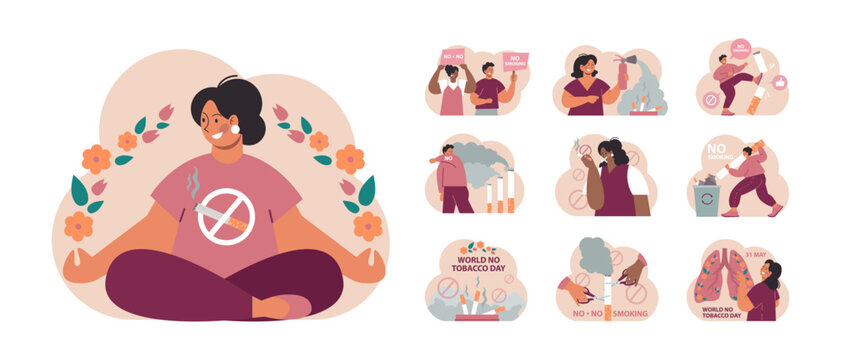 World No Tobacco Day concept set. May 31st campaign banner.