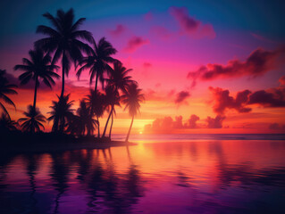 Obraz na płótnie Canvas Tropical Beach Sunset created with Generative AI Technology, ai, generative