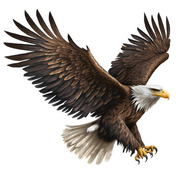 AI generative ClipArt - Bald eagle flying - with transparent background