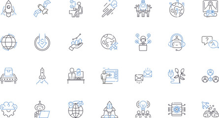 Breakthrough concept line icons collection. Innovation, Revelation, Advancement, Paradigm, Transformation, Invention, Game-changer vector and linear illustration. Progression,Groundbreaking,Discovery