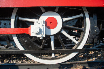 old steam locomotive wheel and details