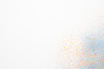 Pastel pink gray orange blue stains on white isolated background with free space