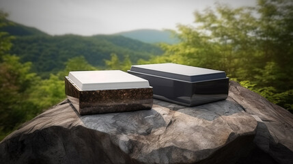 rock stone product podium display for luxur Generative AI