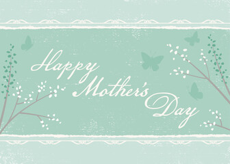 Teal Mothers Day card design, in a cut paper style with textures. 5x7 ratio
