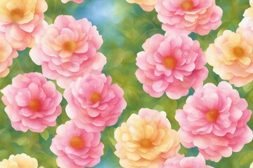 Seamless pattern of pink flowers , leaves and branches . Hand drawn background, vintage floral pattern for wallpaper or fabric