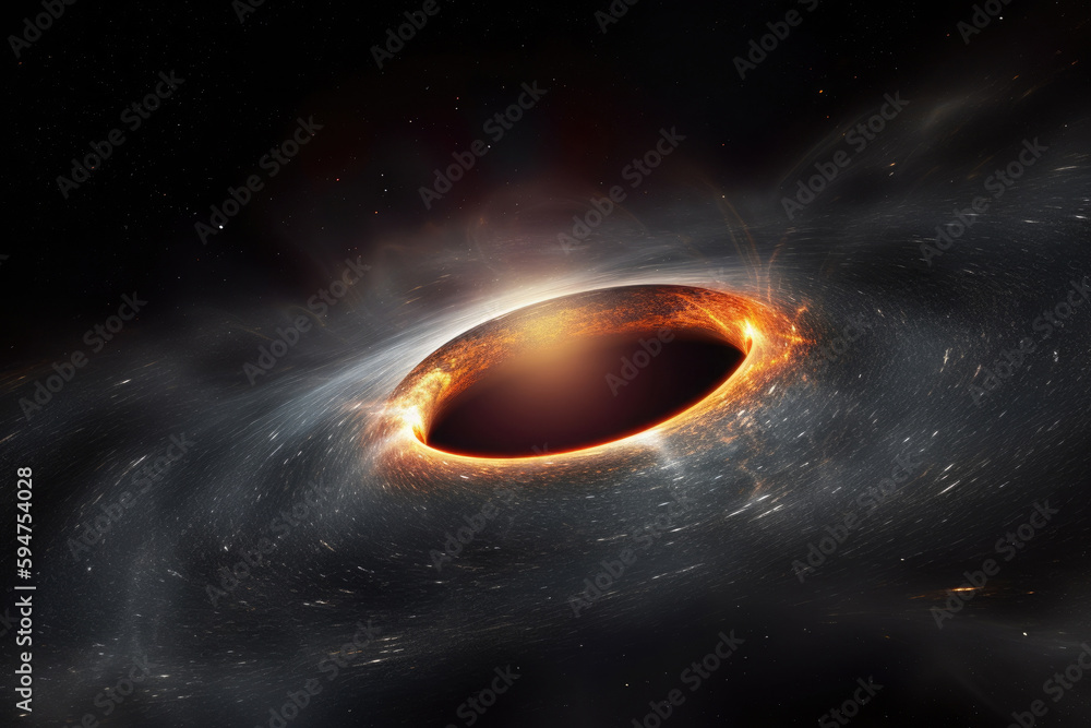 Sticker black hole illustration in outer space. wormhole in universe. created with generative ai