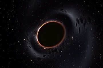 Black hole illustration in outer space. Wormhole in universe. Created with Generative AI