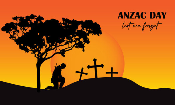 anzac day lettering vector. lest we forget.suitable for card, banner, or poster