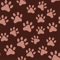Seamless pattern with cats. Vector background with paws 