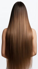 Fototapeta premium full body Beautiful keratin treated hair on white background