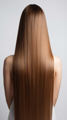 Naklejka premium full body Beautiful keratin treated hair on white background. Generated ai