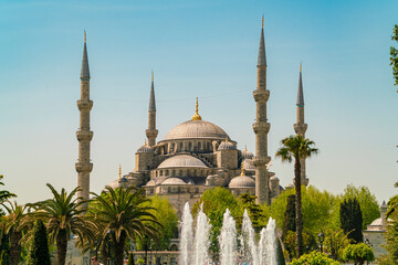 Fototapeta na wymiar Sultan Ahmet mosque with blue sky, Istanbul Turkey