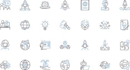 Upgrades line icons collection. Improvement, Enhancement, Advancement, Progression, Refinement, Modernization, Innovation vector and linear illustration. Transformation,Advancement,Development outline