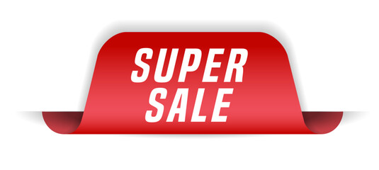 Colorful vector flat design banner super sale. This sign is well adapted for web design.