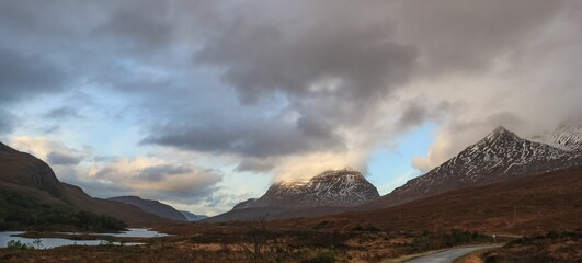 Beautiful landscape view of the Torridon Mountains in the Scottish Highlands