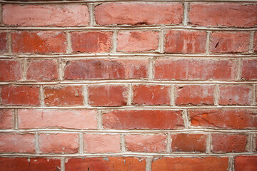 dark texture of old red bricks wall background