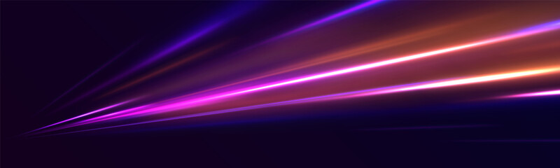 Dynamic translucent soft gradient stream motion. Violet neon color wave. Blue glowing shiny lines effect vector background. Light trail wave, fire path trace line and incandescence curve twirl. 