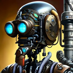 Robot woman on white background. Created with generative Ai technology.