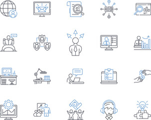 Expertise and proficiency line icons collection. Mastery, Adeptness, Skill, Efficiency, Competence, Proficiency, Expertise vector and linear illustration. Prowess,Dexterity,Finesse outline signs set