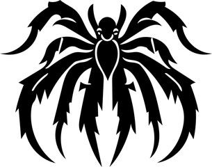 Tarantula spider logo in black and white color, vector illustration of arthropod, poisonous animal