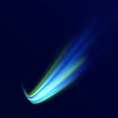 Futuristic dynamic motion technology. Blue and green speed abstract technology background. Neon color glowing lines background, high-speed light trails effect.  