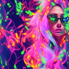 Neon Dream A Futuristic AI-Generated Model with Blonde Hair