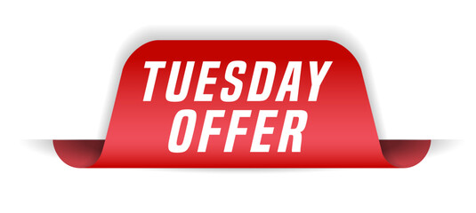 Colorful vector flat design banner tuesday offer. This sign is well adapted for web design.