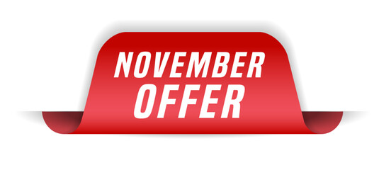 Colorful vector flat design banner november offer. This sign is well adapted for web design.