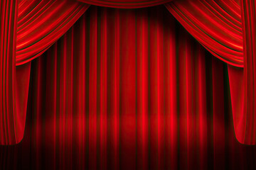 Red theater curtain background, Generative AI 