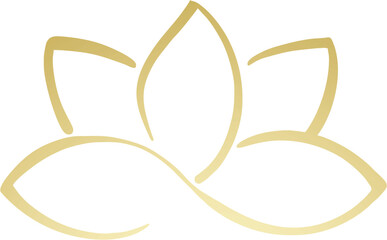 lotus flower symbol of purity gold shine on white background hand drawn