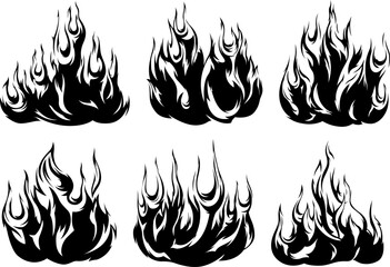 Fire flames isolated template. Tribal design. Car stickers. Icon fire illustration. Multiple shape tattoo.