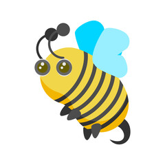 Abstract Flat Cartoon Animal Insect Beetle Bee Fly Honey Yellow Animal Vector Design Style Elements Fauna Wildlife