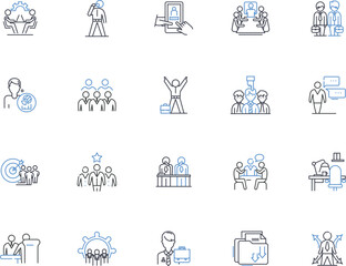 Fototapeta na wymiar Administration line icons collection. Management , Coordination , Supervision , Organization , Delegation , Planning , Strategy vector and linear illustration. Execution ,Implementation ,Efficiency
