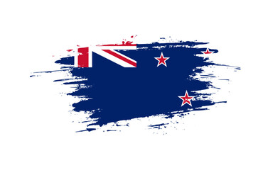 Creative hand-drawn brush stroke flag of NEW ZELAND country vector illustration