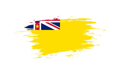 Creative hand-drawn brush stroke flag of NIUE country vector illustration