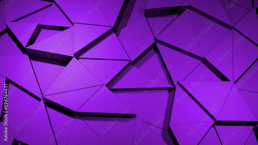 Poster Purple and white background with constructor. Design. Triangular background elements that move in different directions in 3d format.