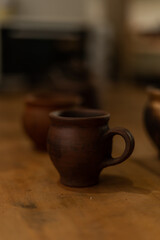 Fototapeta na wymiar a potter creates handmade handicrafts